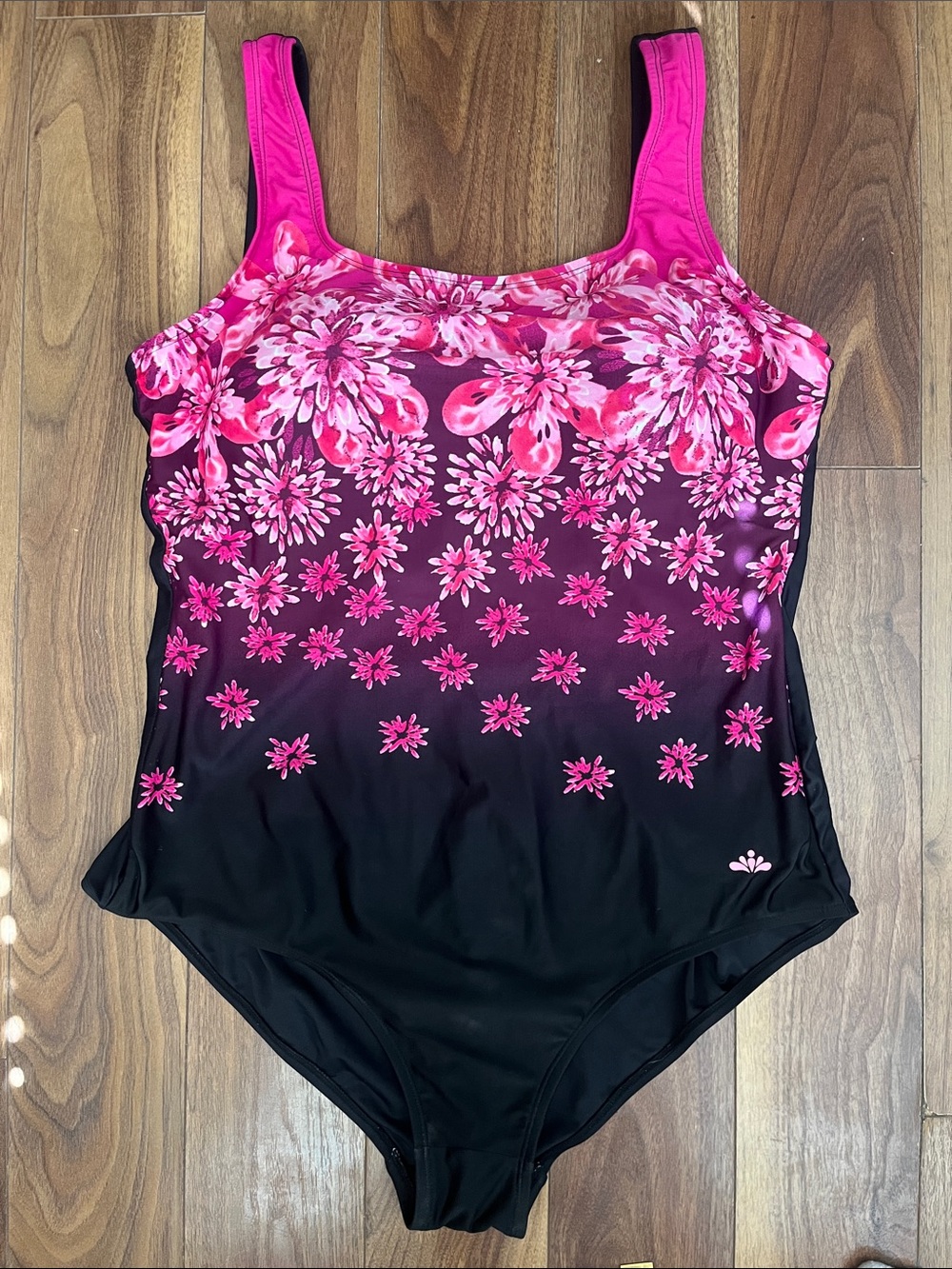 Swimsuits For All Pink and Black Floral One-Piece Swimsuit Plus Size 20 Sunmer
